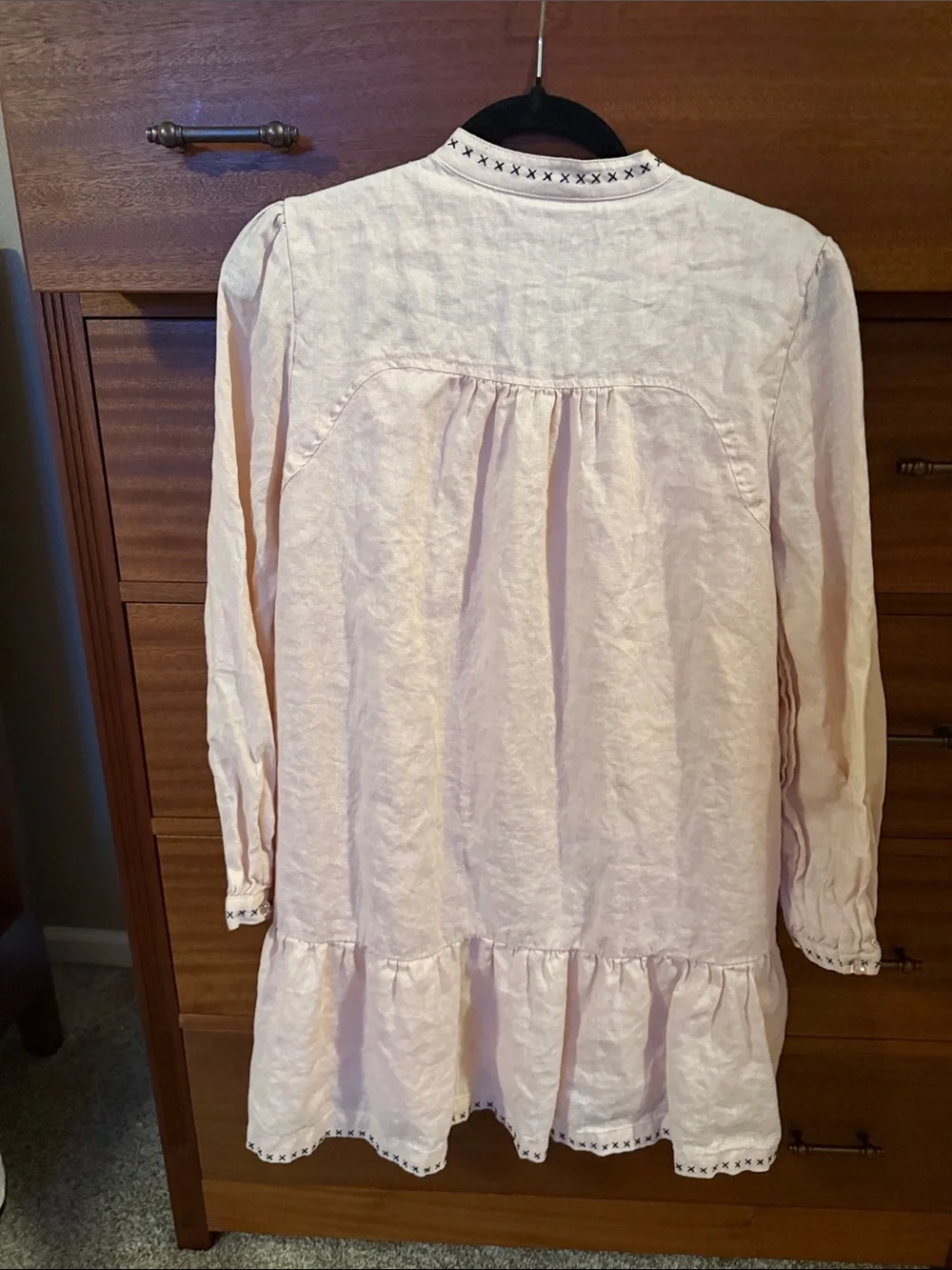 Magaschoni Light Pink Embroidered Tiered Tunic Dress